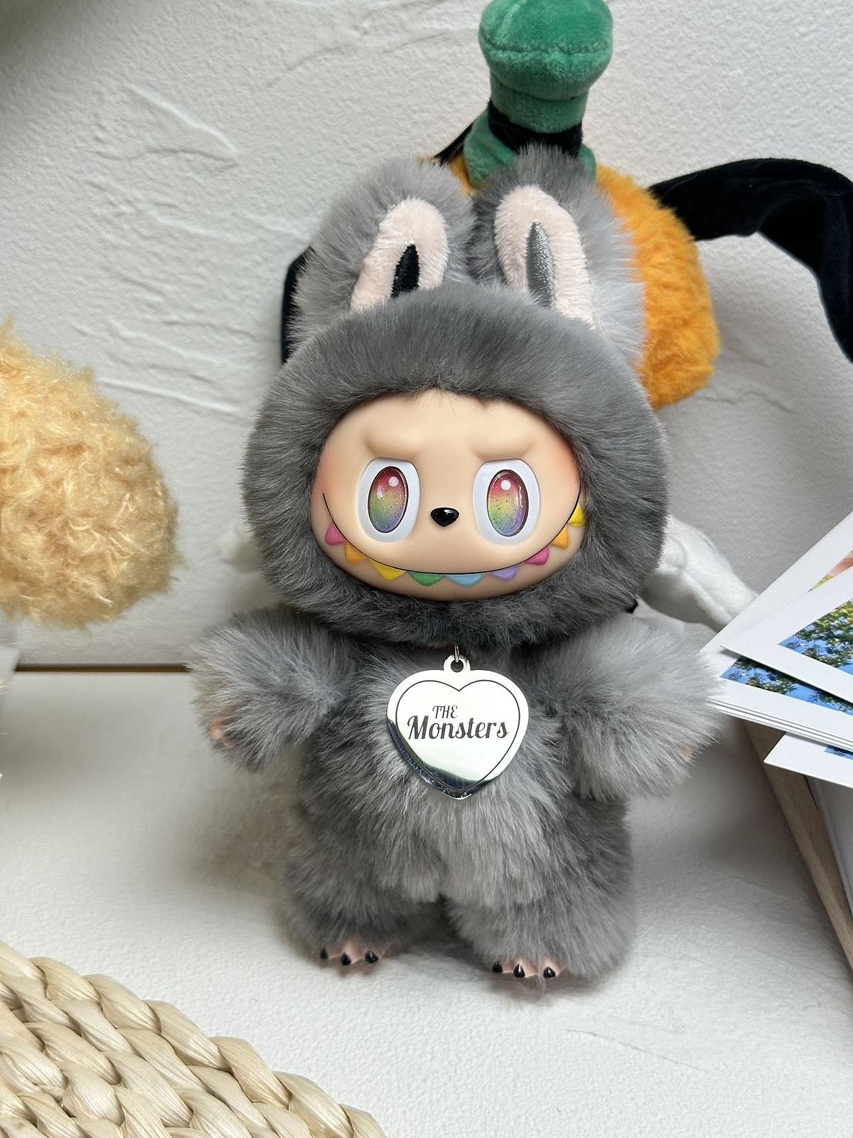 Handmade Labubu Big Into Energy ID – Grey Plush Doll