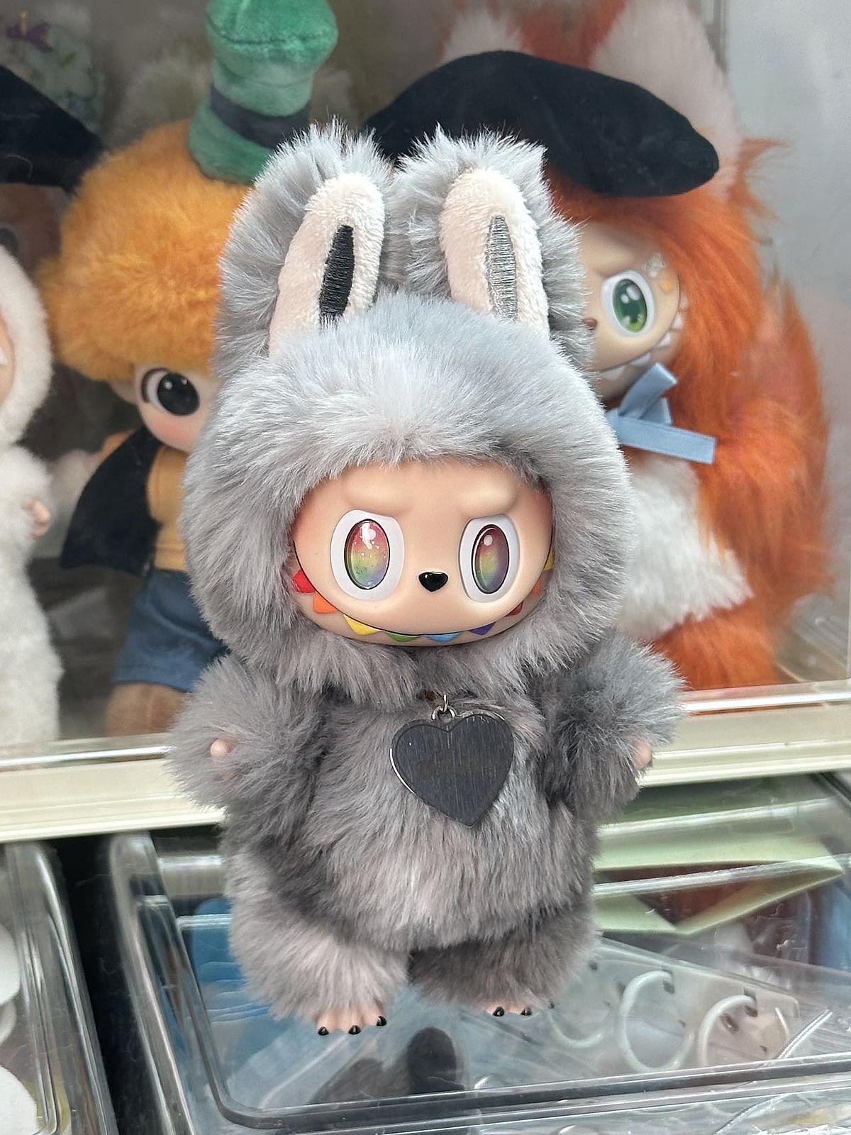 Handmade Labubu Big Into Energy ID – Grey Plush Doll