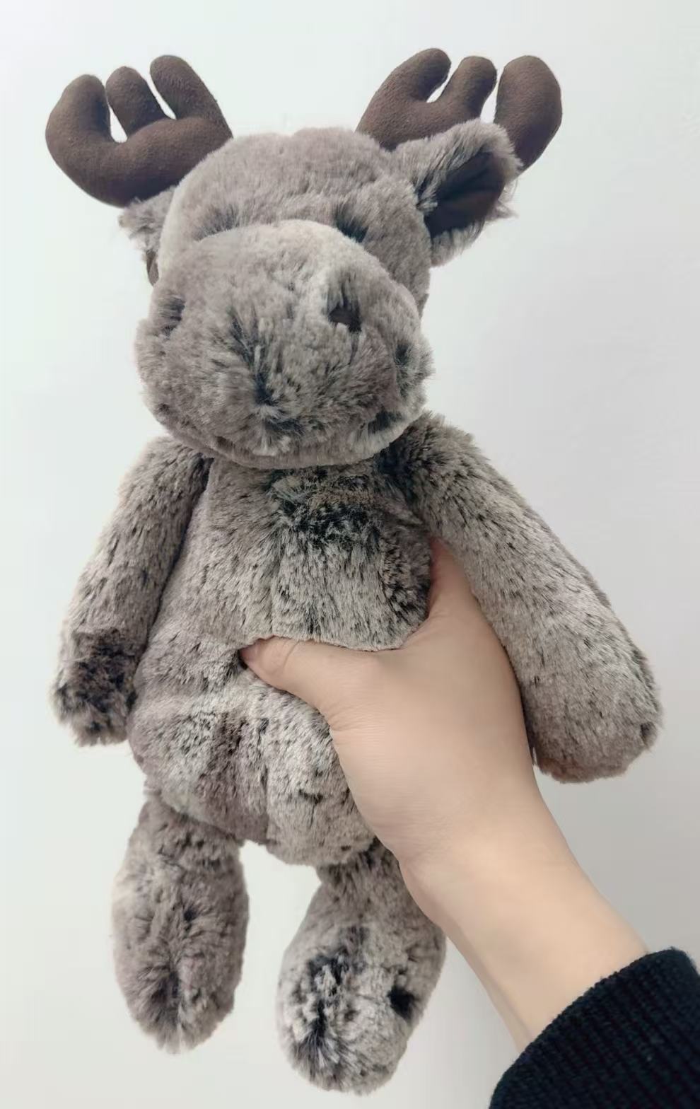 Jellycat Bashful Marty Moose 30cm grey plush held in hand