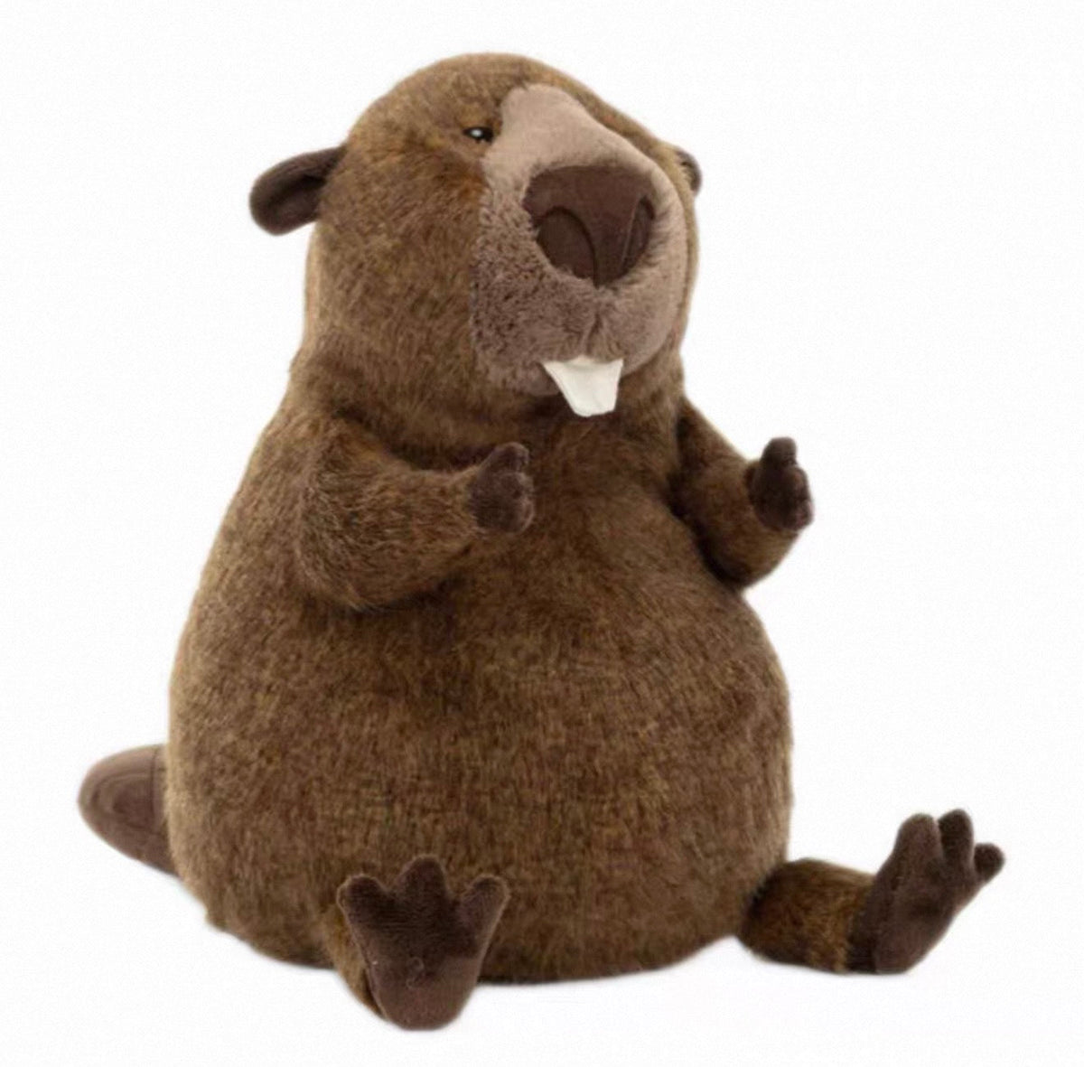 Jellycat Briggs Beaver Canada exclusive brown beaver plush with cream teeth and dark paws on a white background