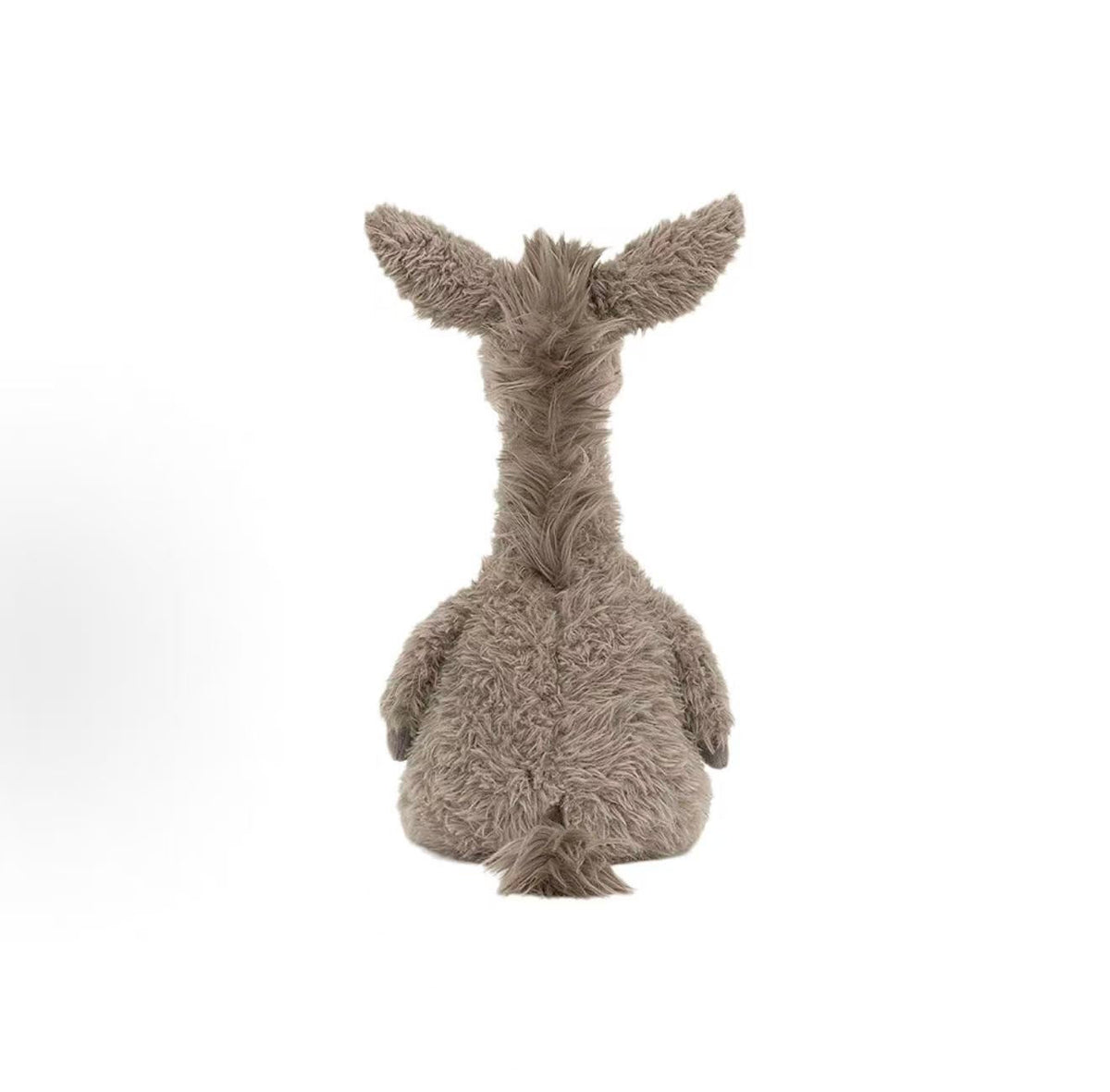 Jellycat Dario Donkey 36cm grey plush, back view with silky mane and tail