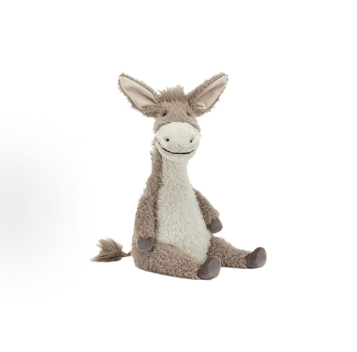 Jellycat Dario Donkey 36cm grey and cream plush, front view