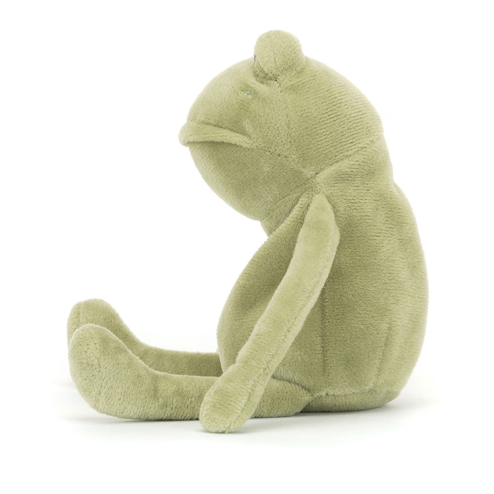 Jellycat Fergus Frog Little 18cm moss green plush side view