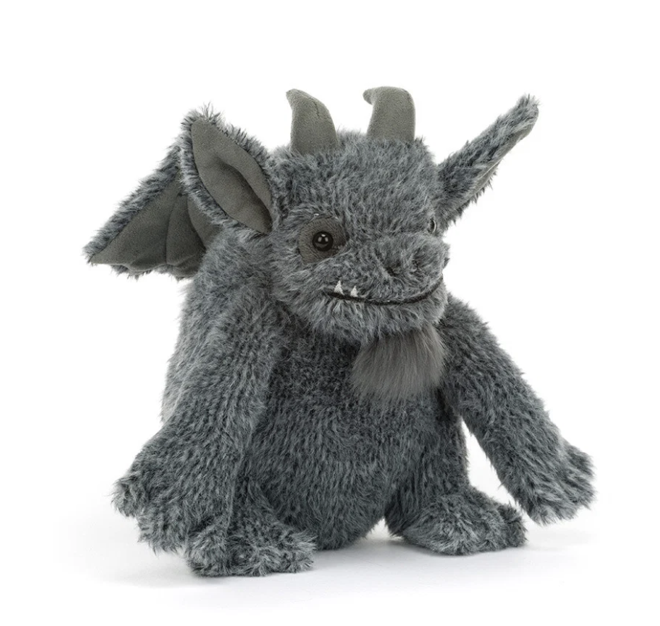 Jellycat Growlston Gargoyle 16cm grey plush front view
