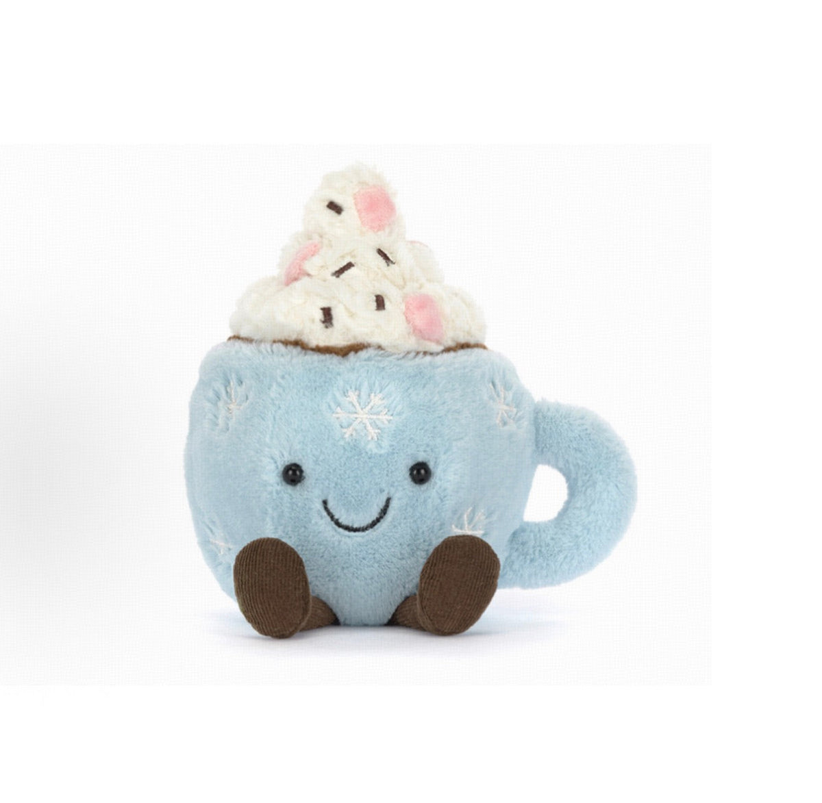Jellycat Hot Chocolate with Marshmallows blue mug plush front view