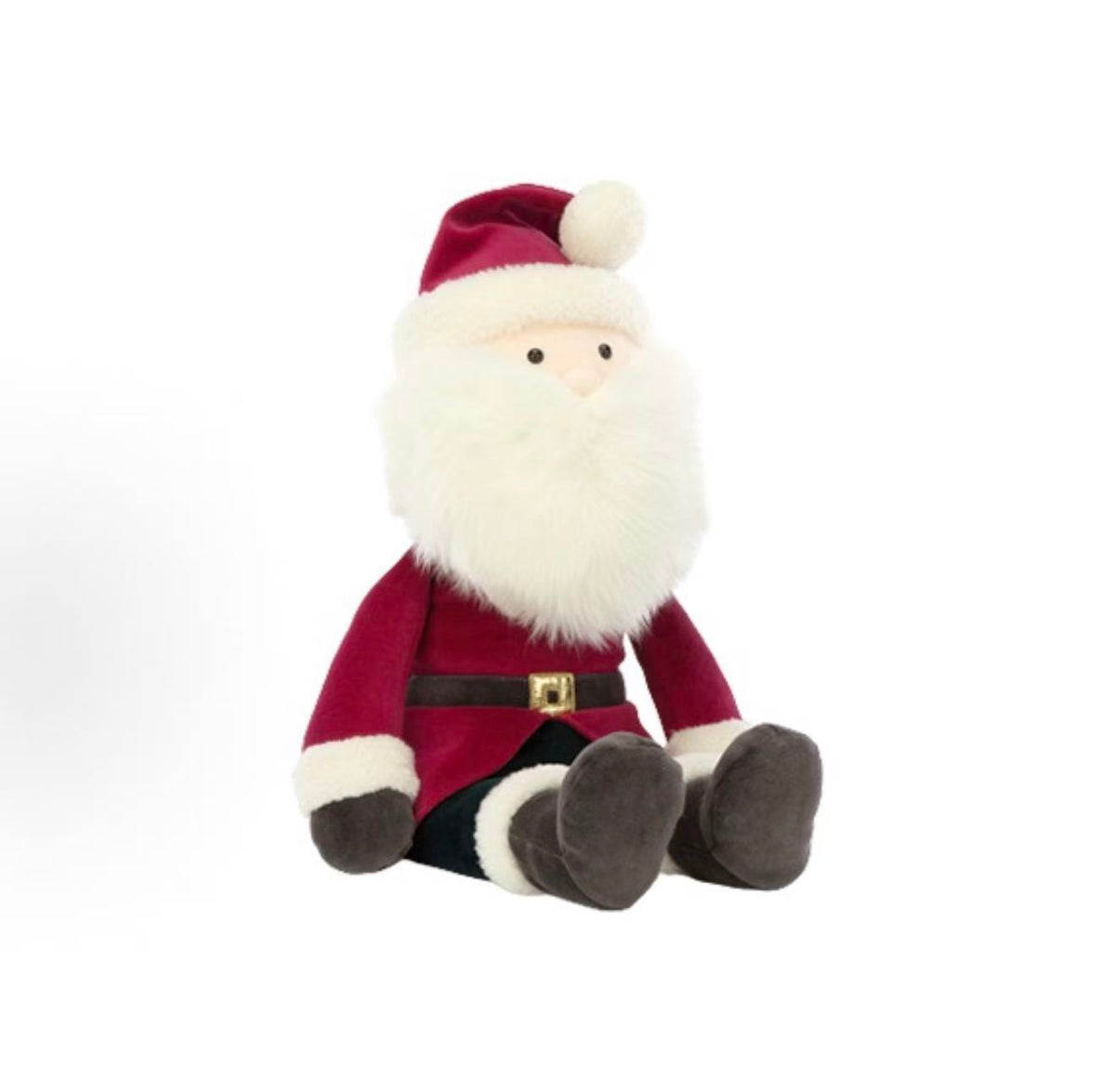 Jellycat Jolly Santa 34cm festive plush with fluffy white beard, side view