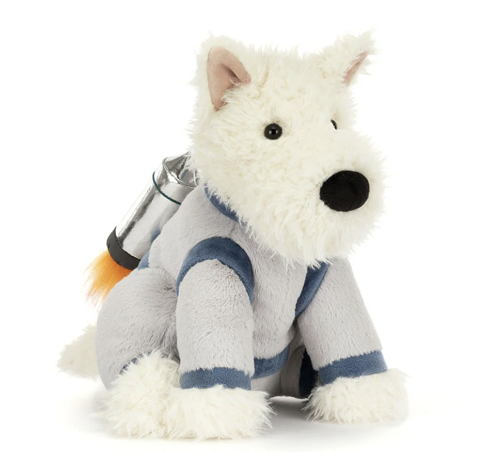 Jellycat Munro Scottie Dog Space Outfit plush front view