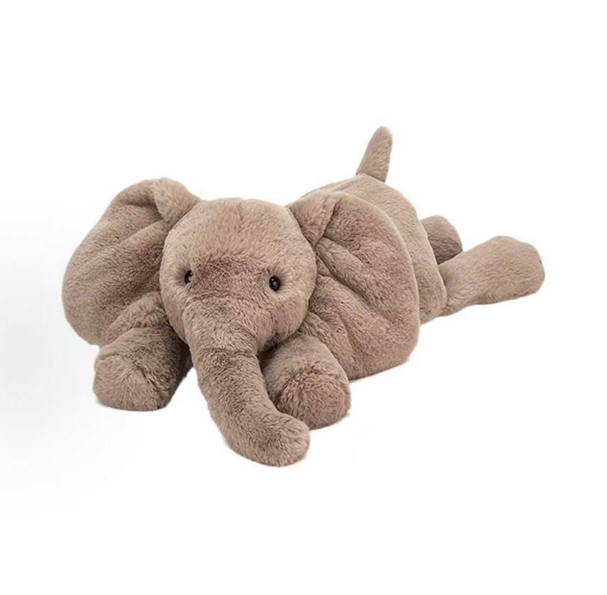 Jellycat Smudge Elephant Large 56cm floppy grey-brown plush, lying view