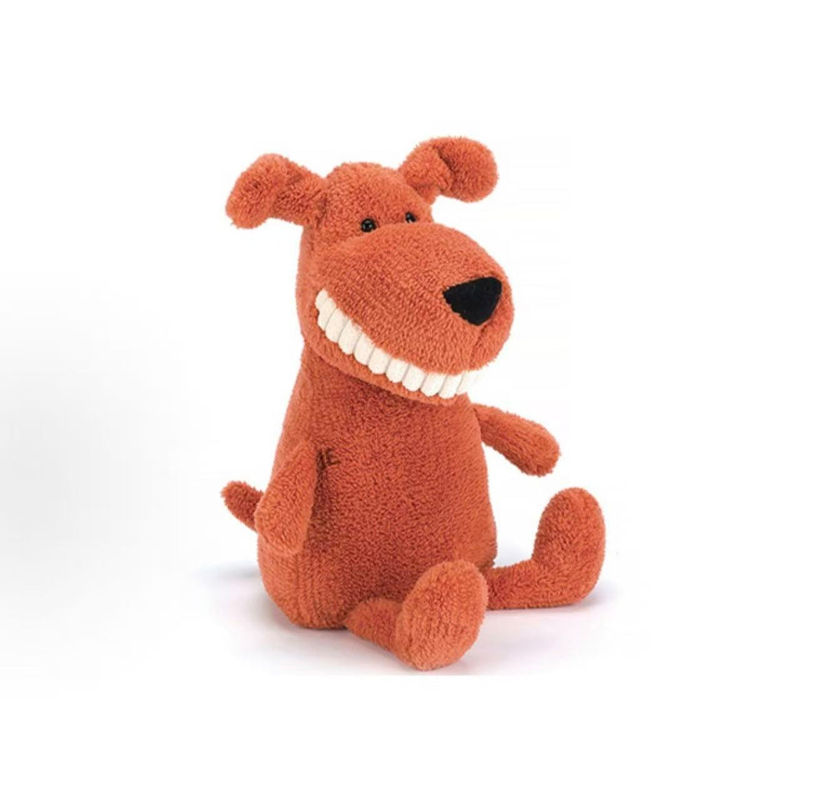 Jellycat Toothy Mutt Medium soft toy, seated view