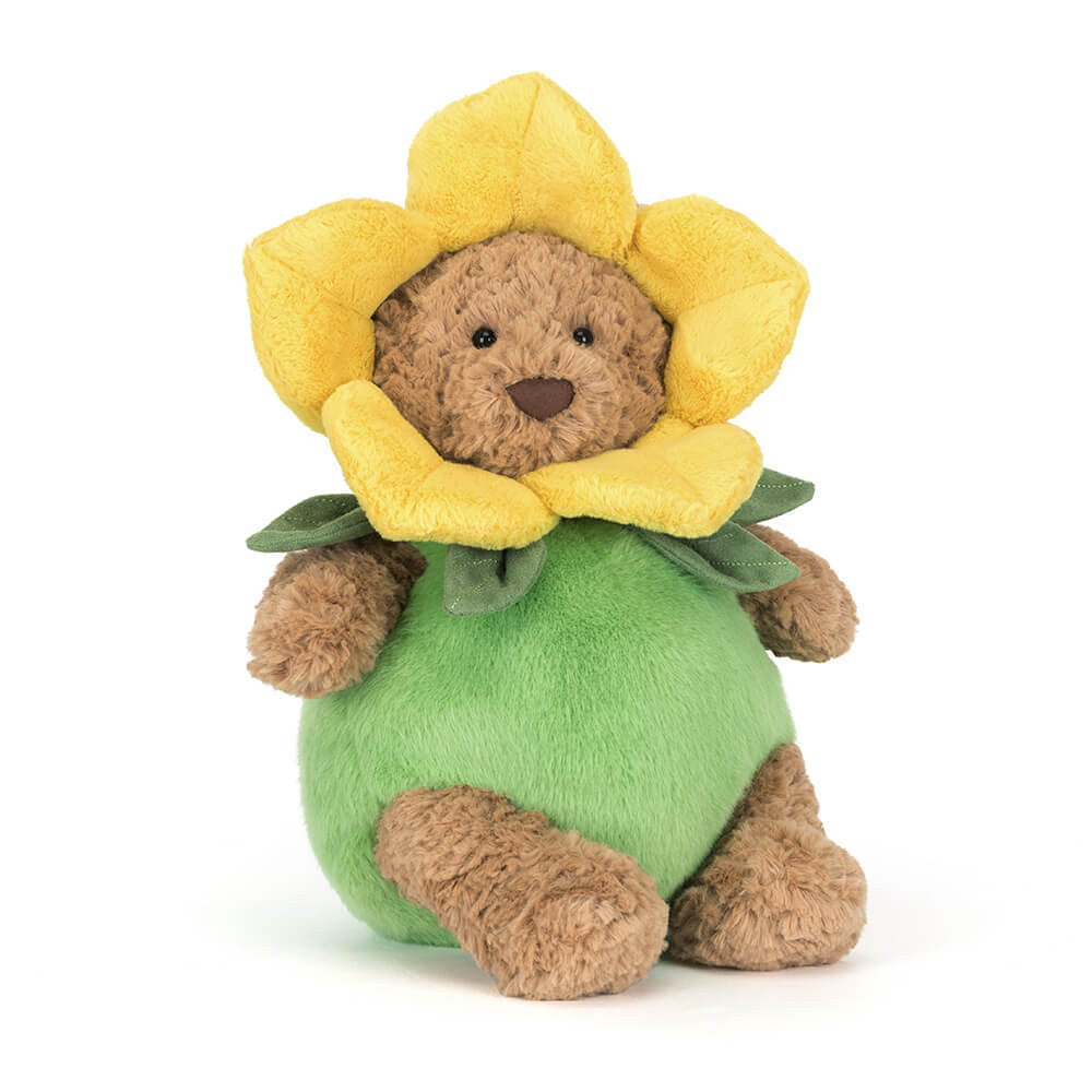 Jellycat Bartholomew Bear Daffodil Outfit 22cm sitting front view
