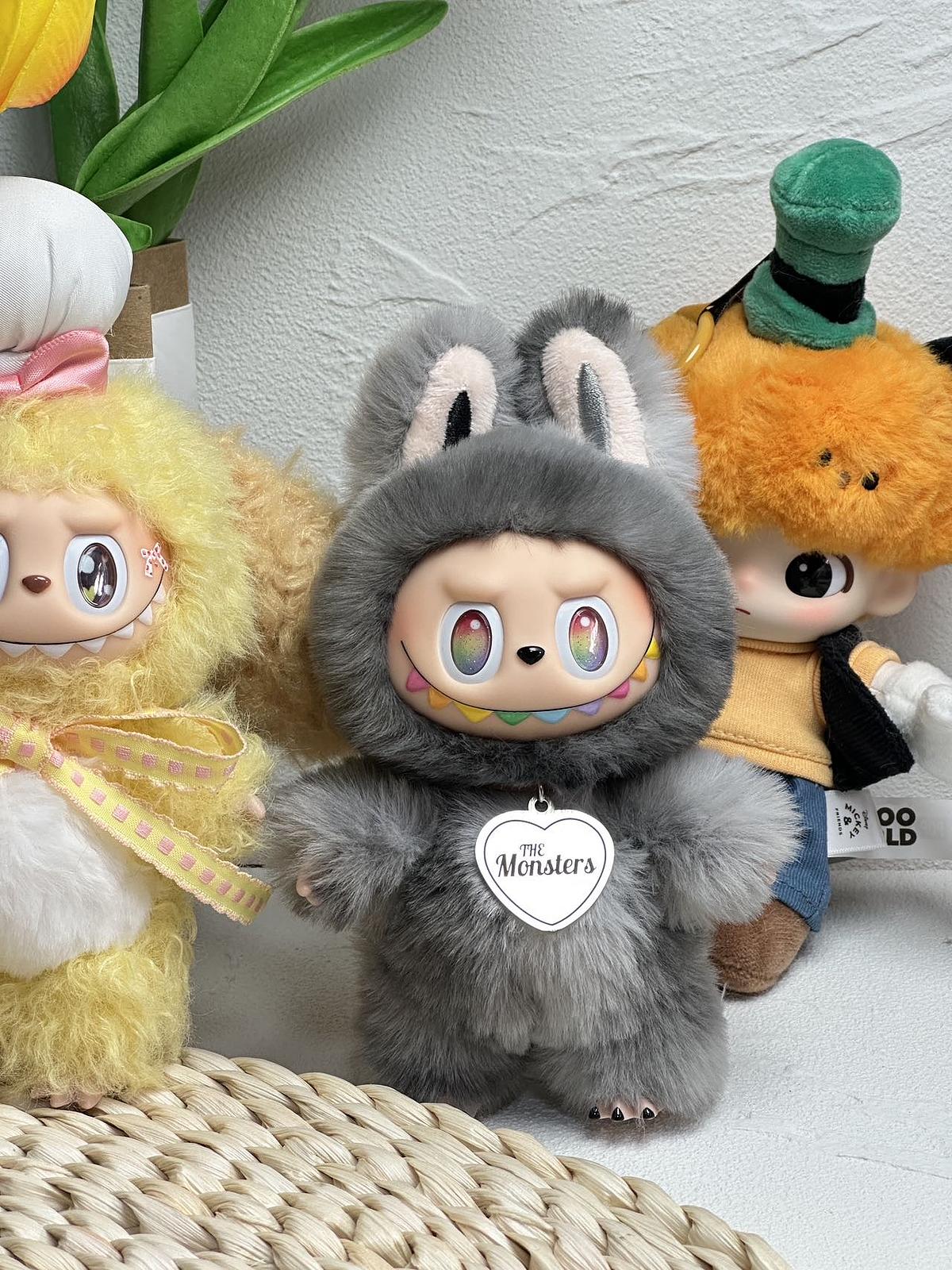 Handmade Labubu Big Into Energy ID – Grey Plush Doll