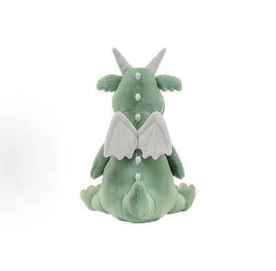 Jellycat Adon Dragon 32cm sage-green plush dragon with wings and spines, back view