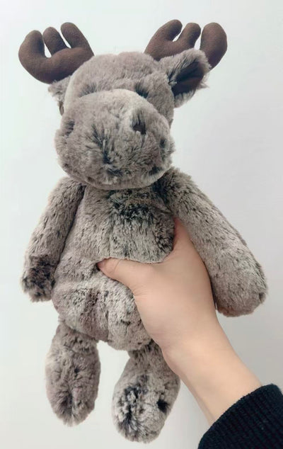 Jellycat Bashful Marty Moose 30cm grey plush held in hand