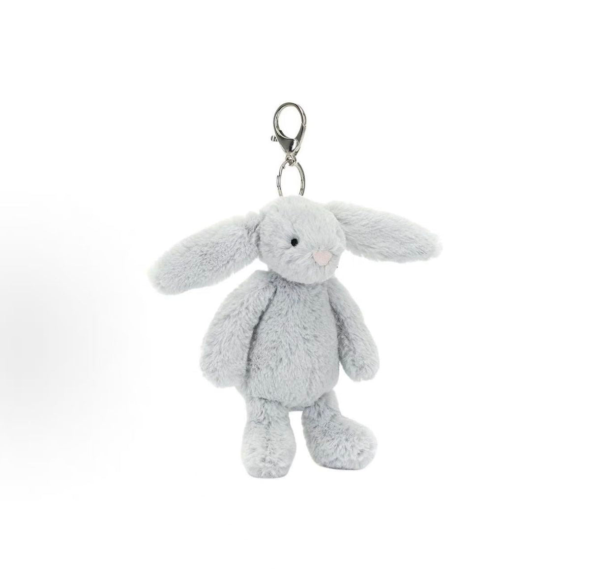 Jellycat Bashful Silver Bunny Bag Charm 18cm angled front view
