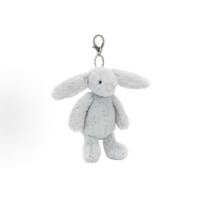 Jellycat Bashful Silver Bunny Bag Charm 18cm angled front view