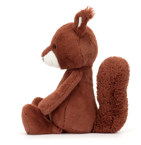 Jellycat Bashful Squirrel Original 23cm side view with fluffy tail