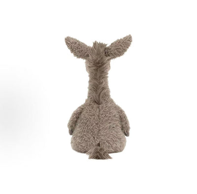 Jellycat Dario Donkey 36cm grey plush, back view with silky mane and tail