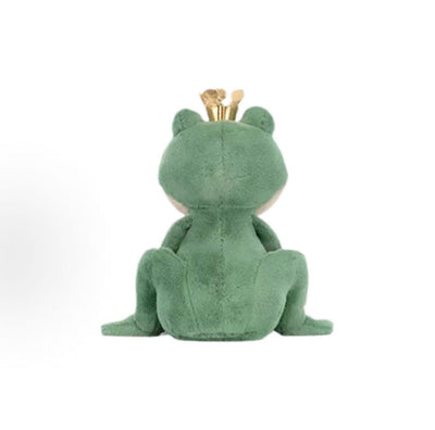 Jellycat Fabian Frog Prince 23cm green plush frog with gold crown, back view