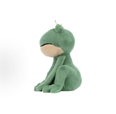 Jellycat Fabian Frog Prince 23cm crowned green plush frog, side view