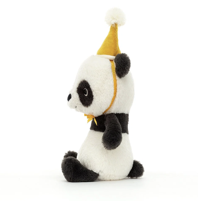 Jellycat Jollipop Panda 20cm side view with yellow party hat