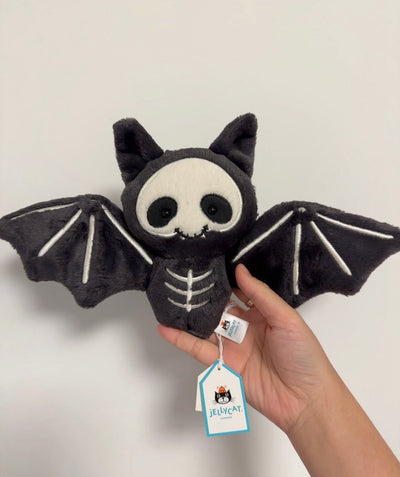 Jellycat Skelebat Jim 16cm scale and detail view